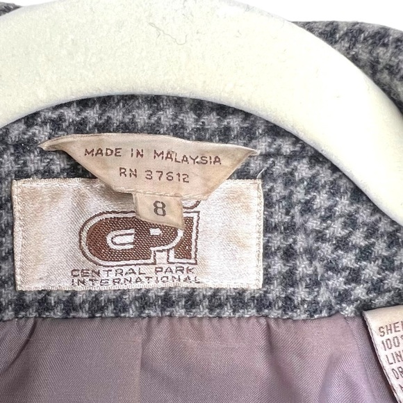 Central Park International Vintage 100% Wool Houndstooth Tweed Blazer Size 8 - Picture 6 of 9